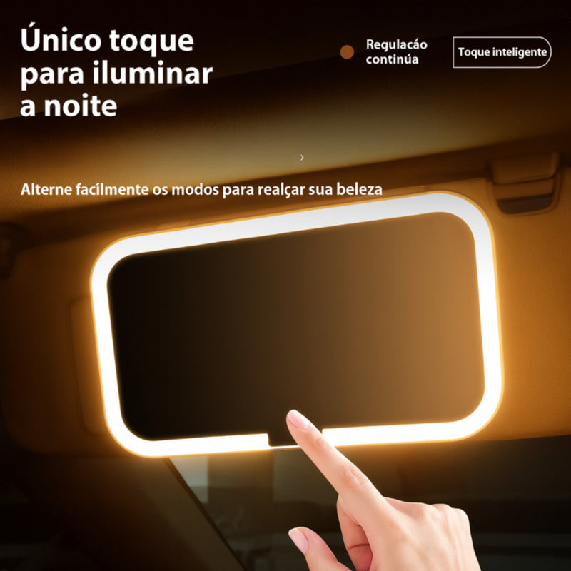 ESPELHO COM LED - QUEBRA-SOL RECARREGÁVEL